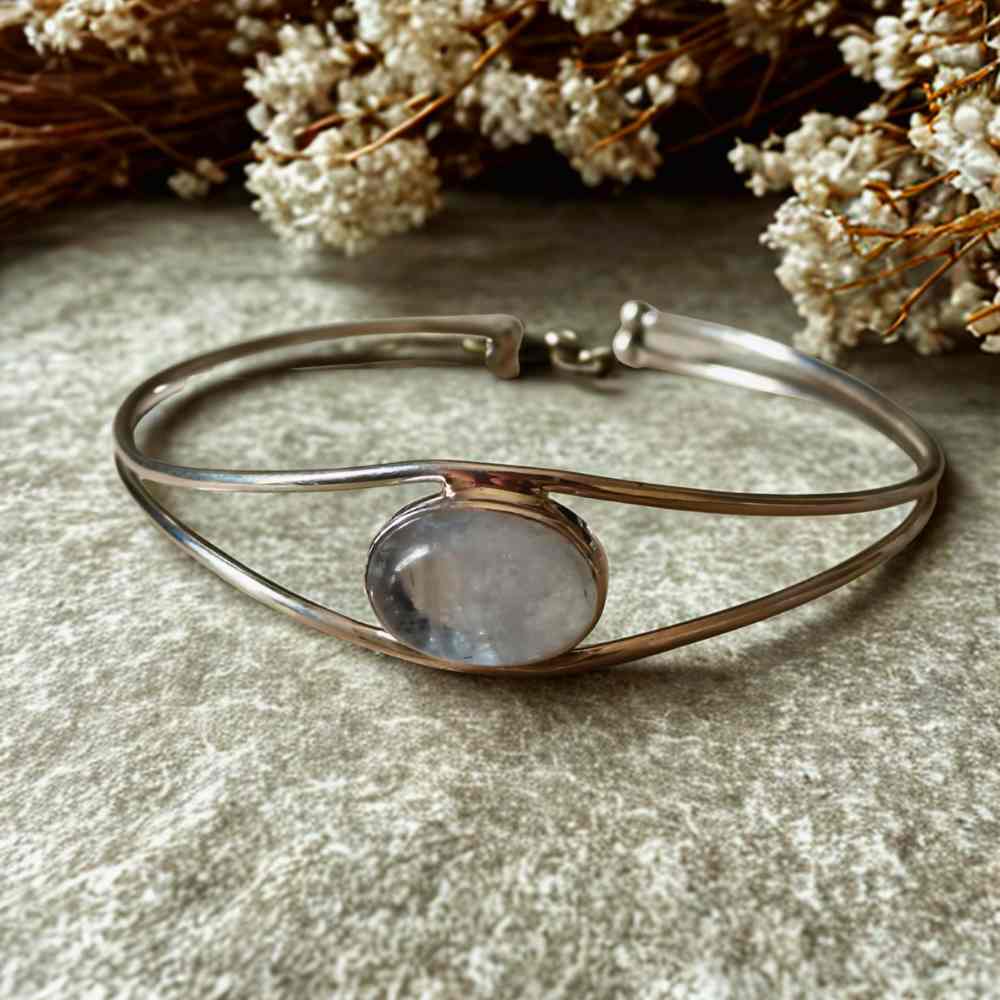 925 Sterling Silver Moonstone bangle Bracelet