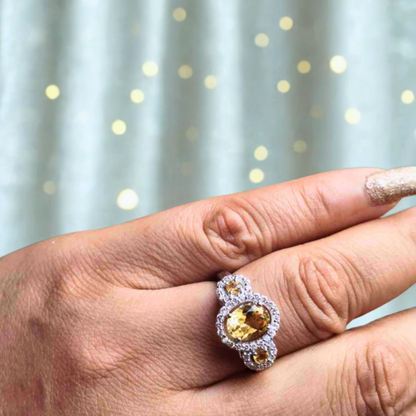 Golden Topaz Gemstone 925 Silver Ring