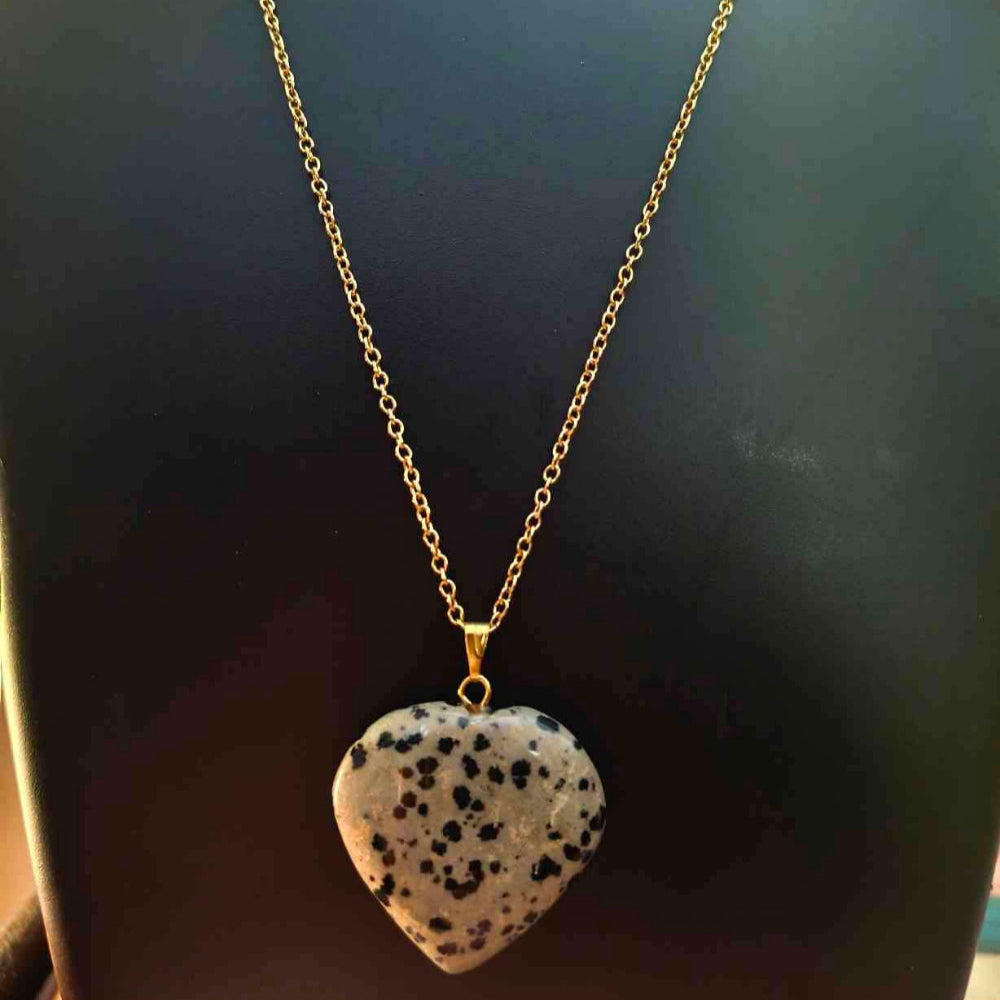 Jasper Heart Stone 18k Gold plated Necklace
