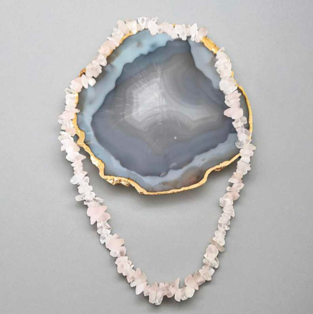 Rose Quartz Chips stones necklace