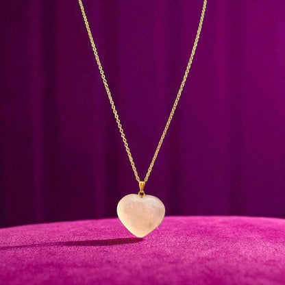 Rose Quartz Heart pendant with 18k Gold plated chain