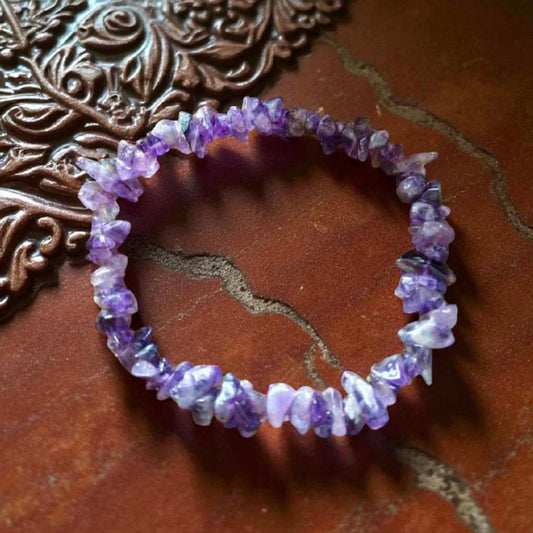 Natural Amethyst Crystal Chips Bracelet