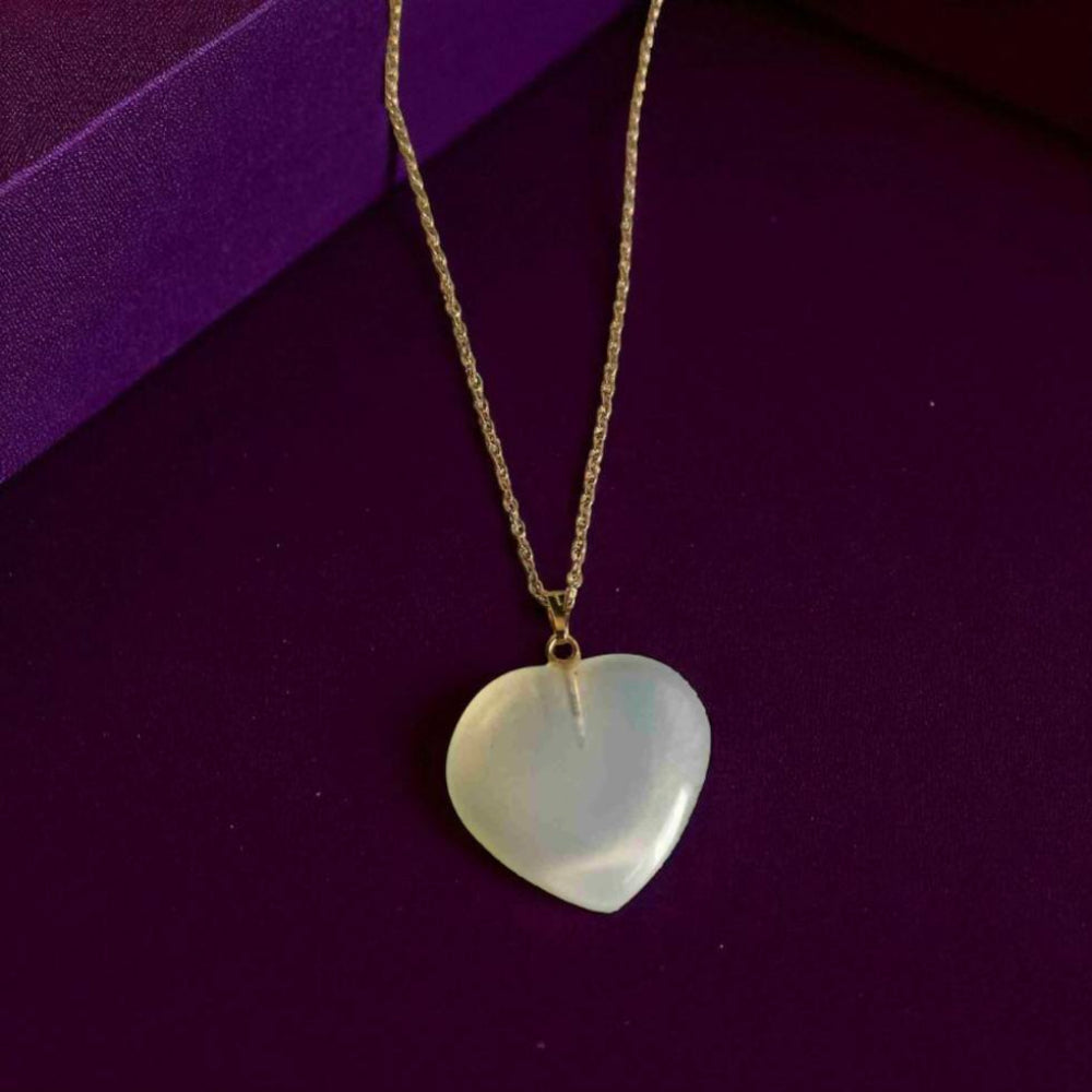 Opalite Heart Stone Pendant with 18k Gold plated Chain