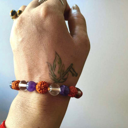 Natural Amethyst Master healer Rudraksha Bracelet