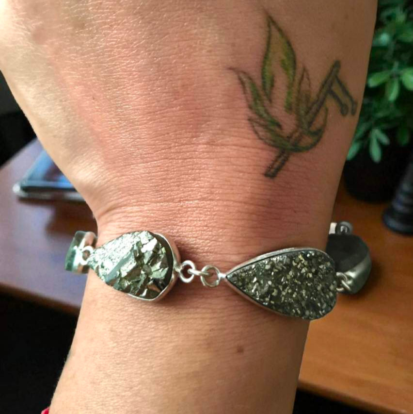 German Silver Pyrite chain Bracelet