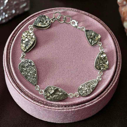 German Silver Pyrite chain Bracelet