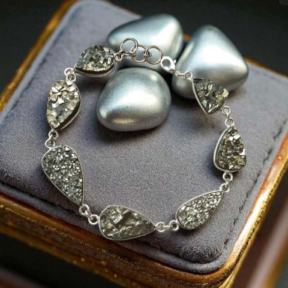 German Silver Pyrite chain Bracelet