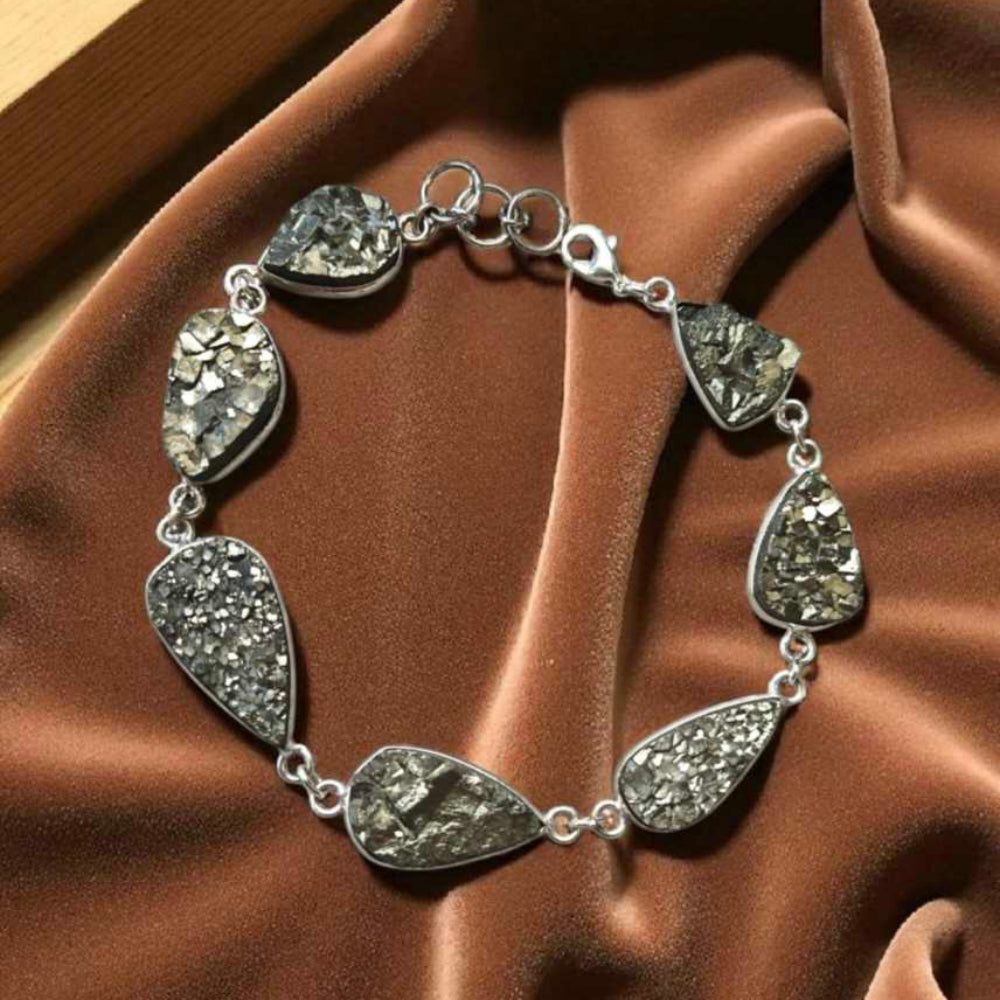 German Silver Pyrite chain Bracelet