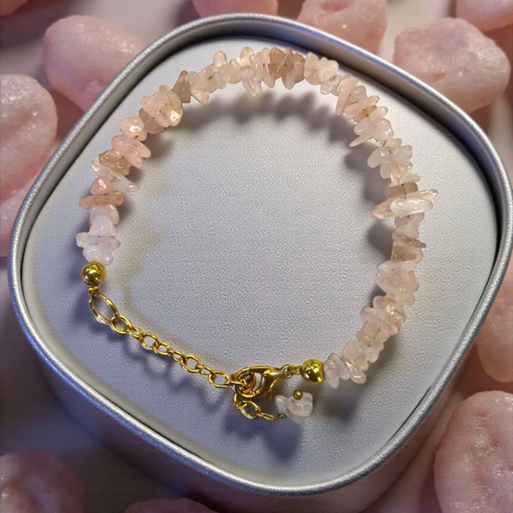Natural Rose Quartz Crystal chips chain Bracelet