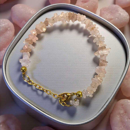 Natural Rose Quartz Crystal chips chain Bracelet