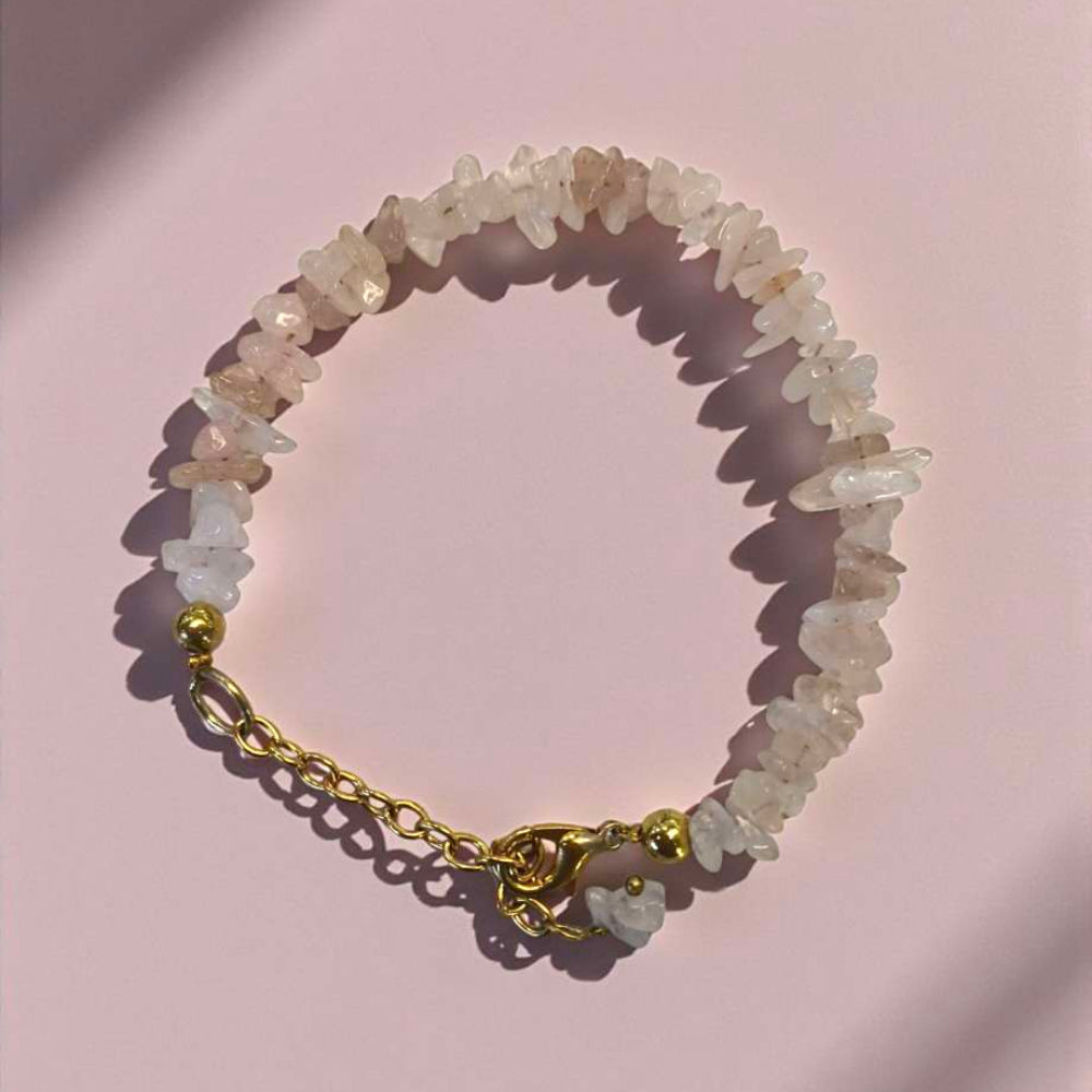 Natural Rose Quartz Crystal chips chain Bracelet