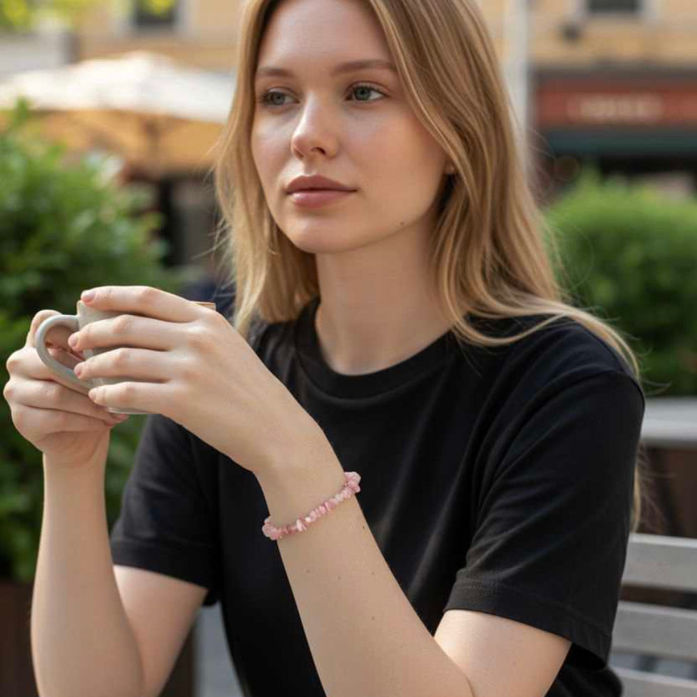 Natural Rose Quartz Crystal chips chain Bracelet