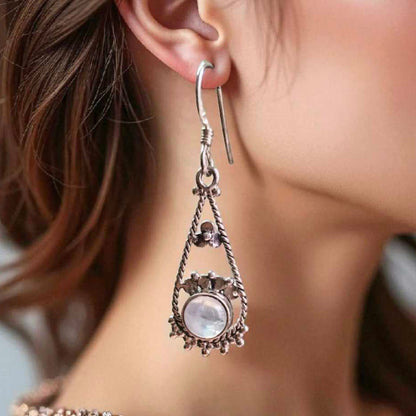 92.5 Sliver Moonstone drop Earing