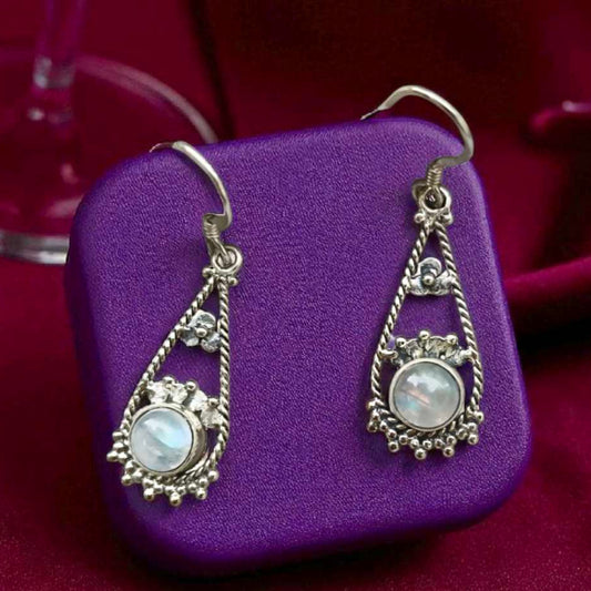 92.5 Sliver Moonstone drop Earing