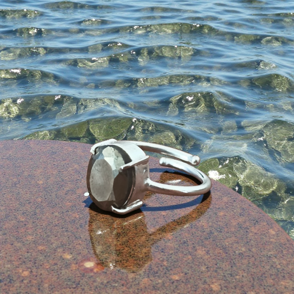 Pyrite German Silver Unisex Ring
