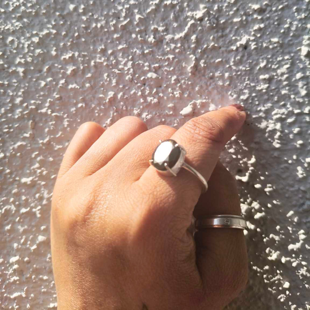 Pyrite German Silver Unisex Ring