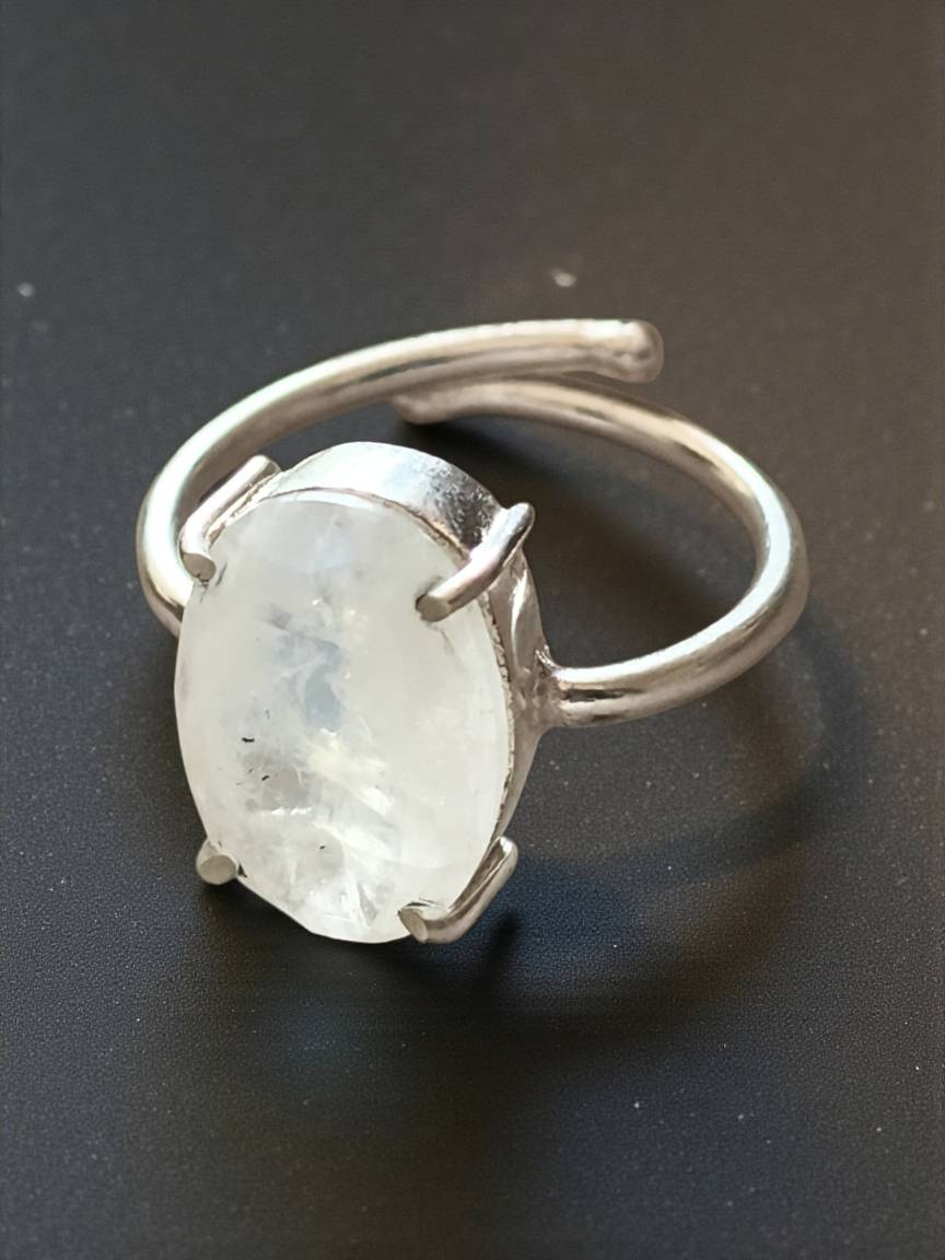Moonstone German Silver Unisex Ring