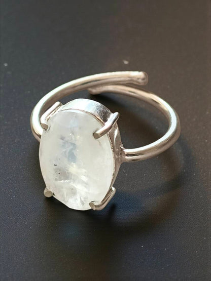 Moonstone German Silver Unisex Ring