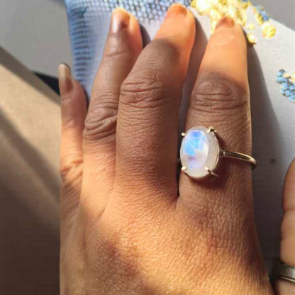 Moonstone German Silver Unisex Ring