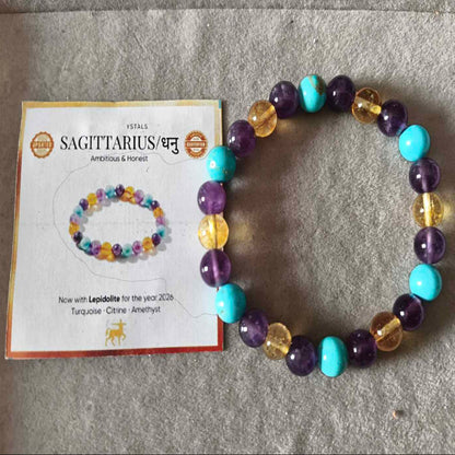 Natural Reiki charged Sagittarius Crystal Bracelet