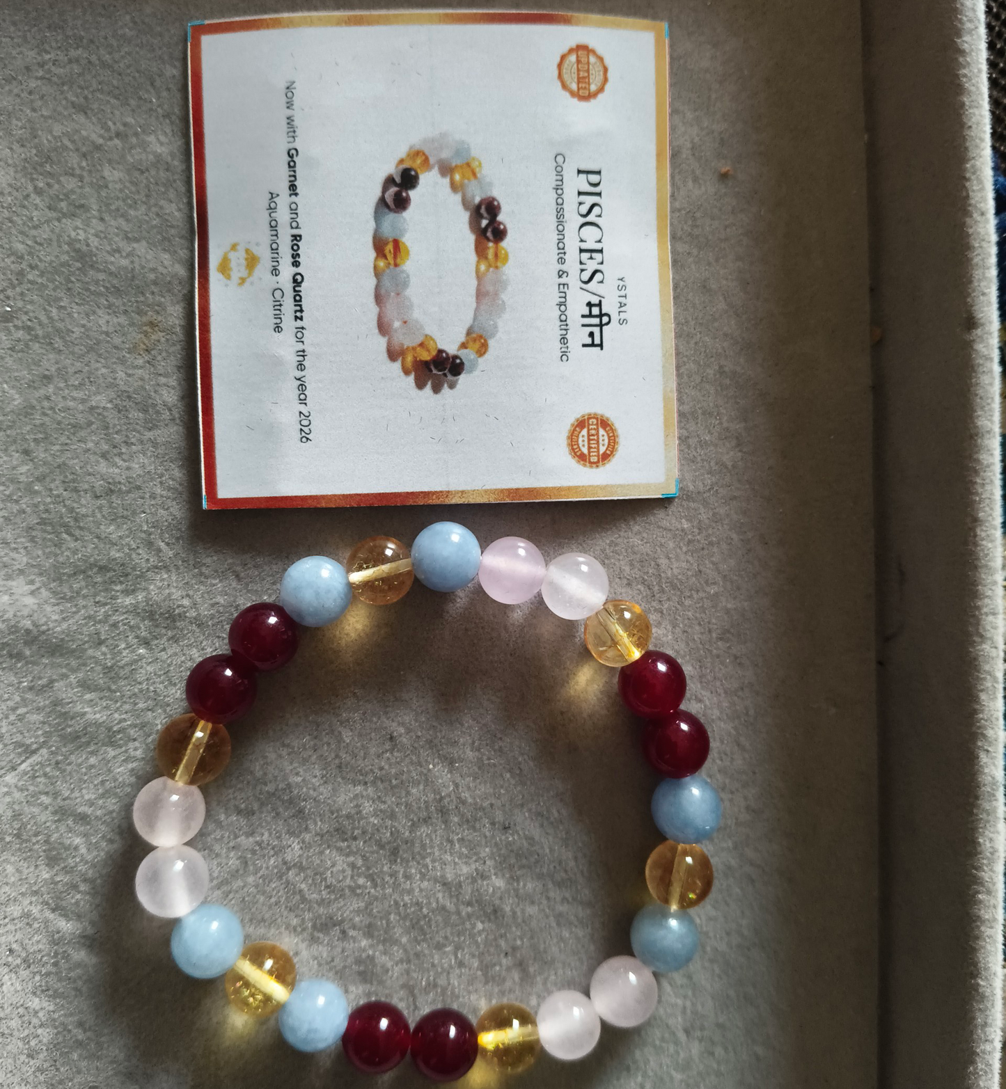 Natural Reiki charged Pisces Crystal Bracelet