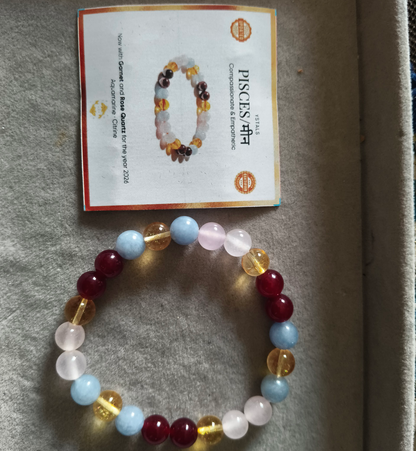 Natural Reiki charged Pisces Crystal Bracelet