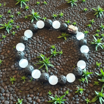 Selenite & Black Lava Bracelet