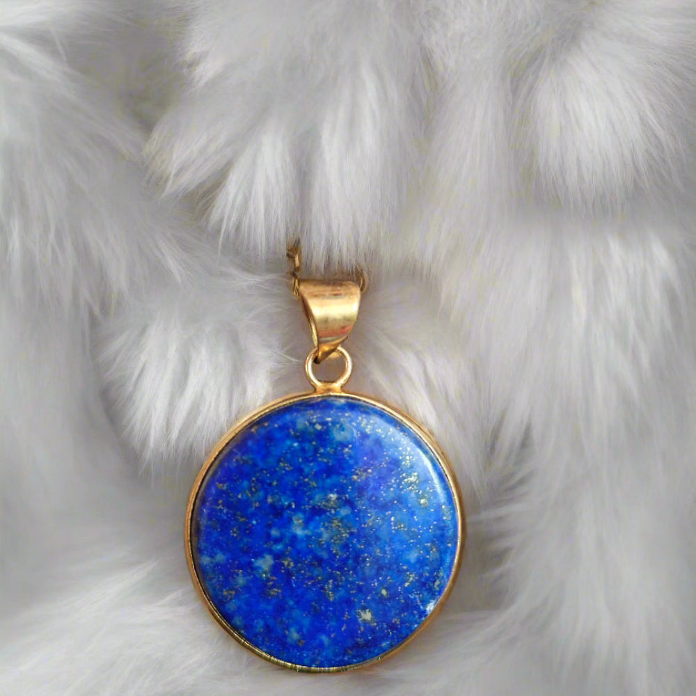 Lapis Lazuli Gemstone 18K Gold Plated Pendant