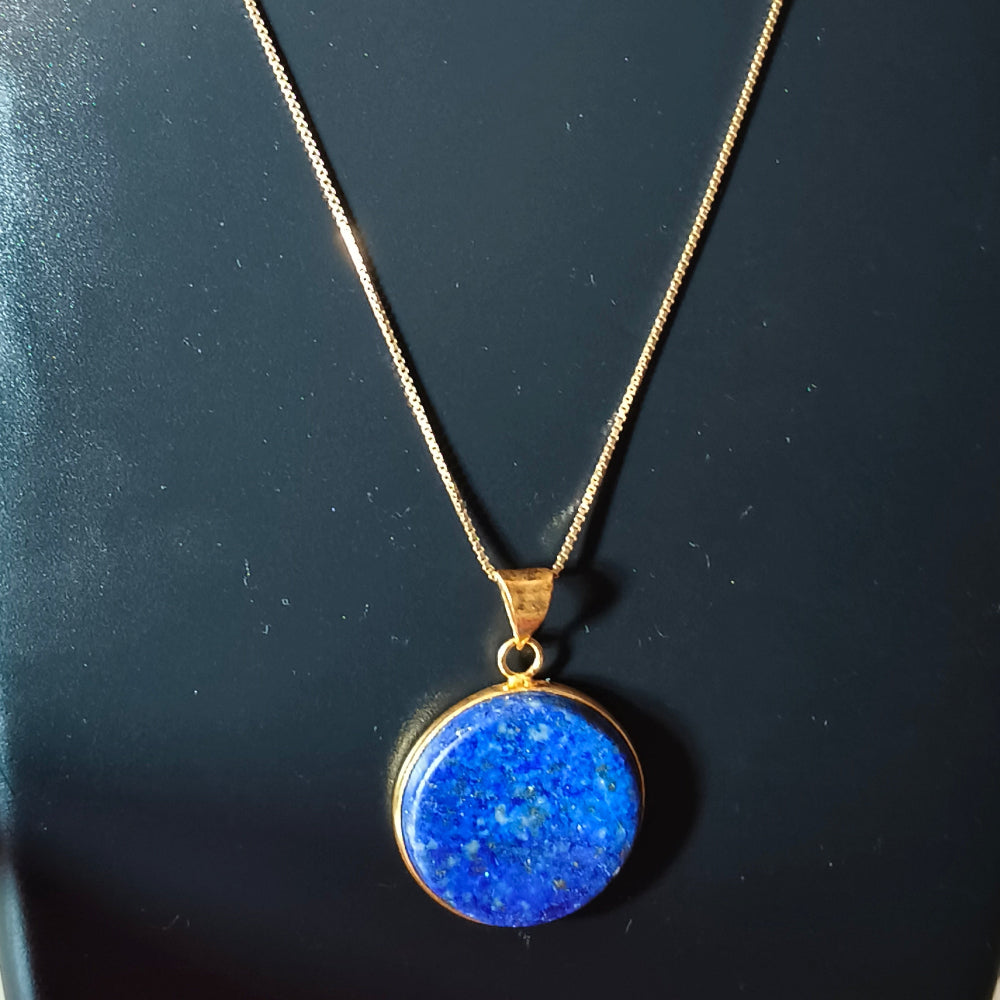 Lapis Lazuli Gemstone 18K Gold Plated Pendant