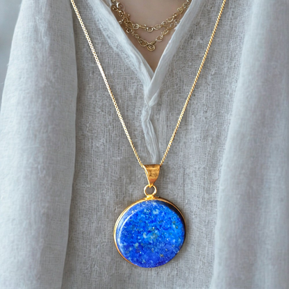 Lapis Lazuli Gemstone 18K Gold Plated Pendant