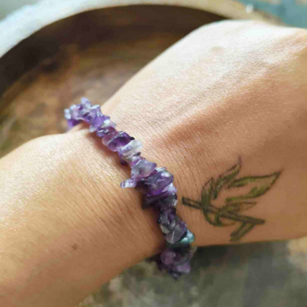 Natural Amethyst Crystal Chips Bracelet