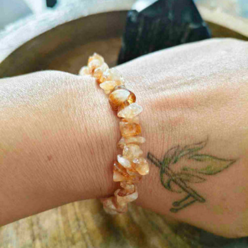 Natural Citrine Crystal Chips  Bracelet