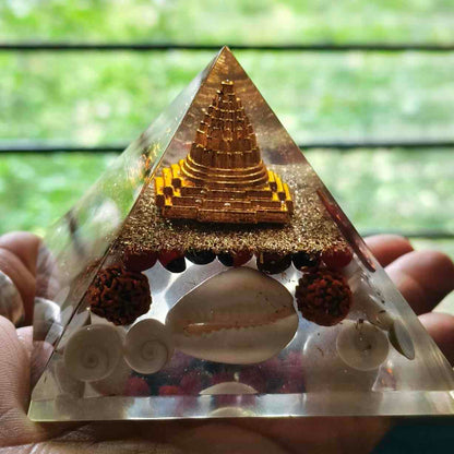 Natural Orgonite Gomti Chakra Laxmi Yantra Pyramid