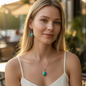 Natural Turquoise German silver Pendant Set style-1