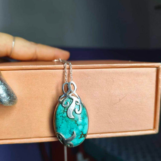 92.5 Sterling silver Pendant with Turquoise Gemstone