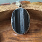 Raw Black Tourmaline Raw Oval Pendant
