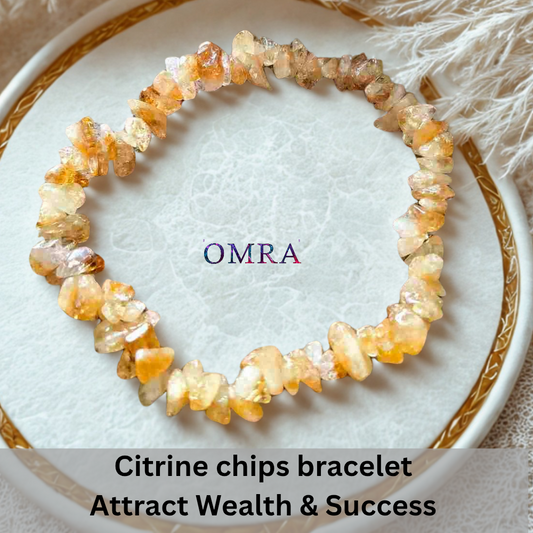 Natural Citrine Crystal Chips  Bracelet