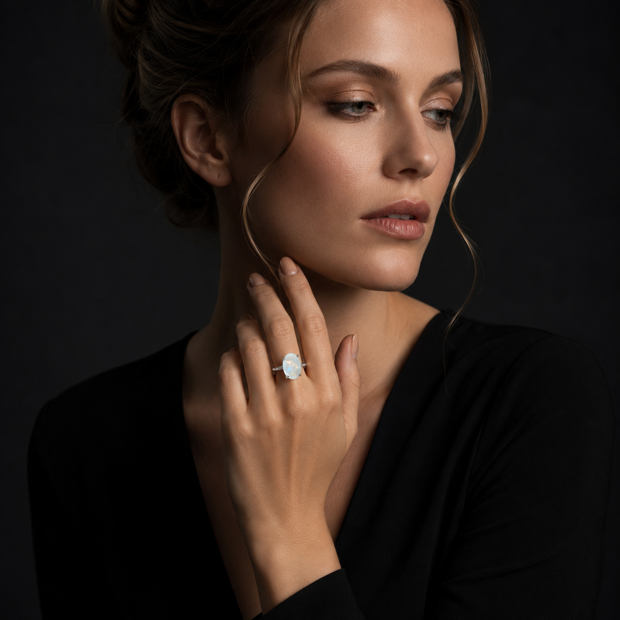 Moonstone German Silver Unisex Ring