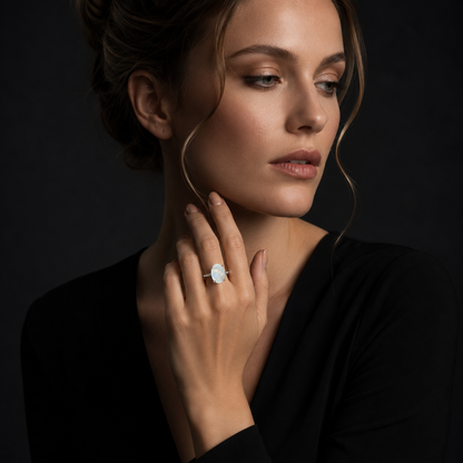 Moonstone German Silver Unisex Ring