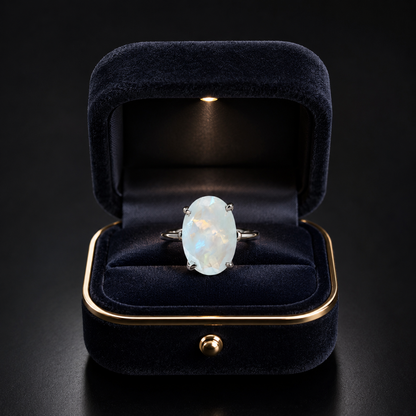 Moonstone German Silver Unisex Ring
