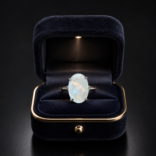 Moonstone German Silver Unisex Ring