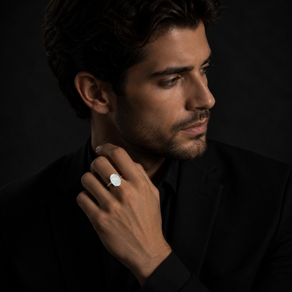 Moonstone German Silver Unisex Ring