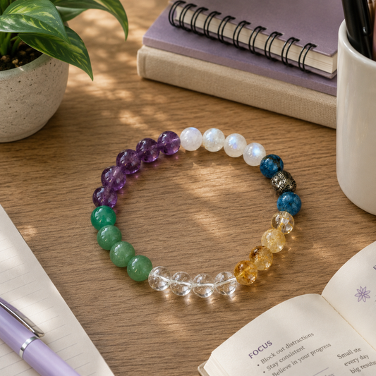 Study & Growth Natural Crystal Bracelet