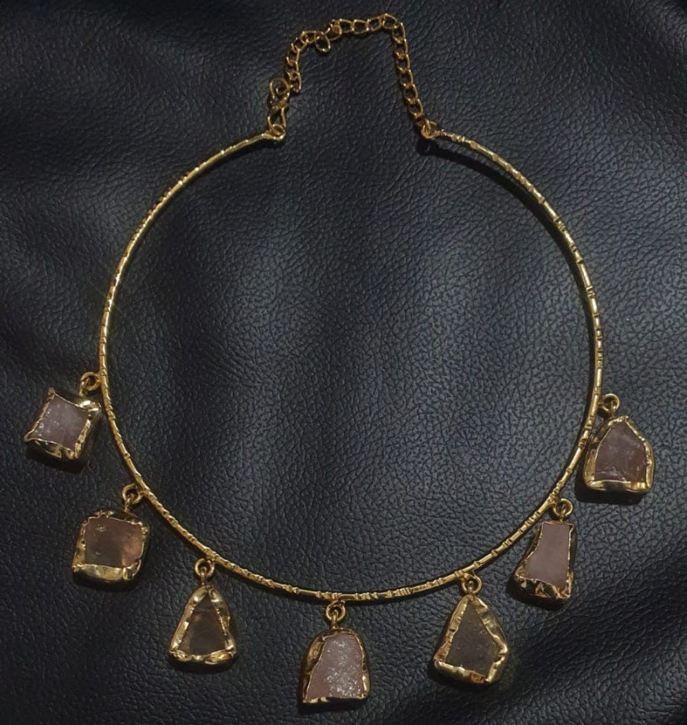 Rose Quartz 18k gold plated Necklace
